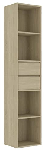 vidaXL Bücherregal mit 4 Regalböden 2 Schubladen Standregal Büroregal Wandregal Schrank Aktenregal Regal Sonoma-Eiche 36x30x171cm Holzwerkstoff