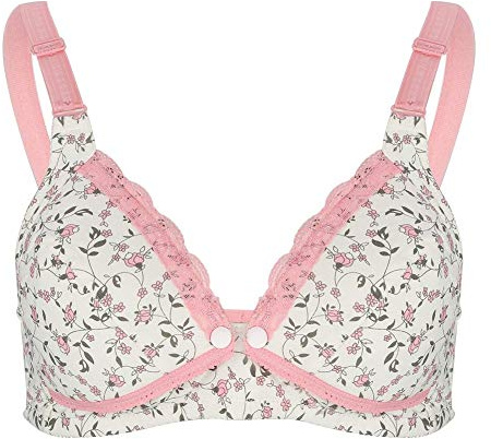 Reggiseno per Allattamento da Donna, Fibbia Anteriore Pre-Apertura in Pizzo di Cotone Senza Fili Anti-Sag Reggiseno per Allattamento maternità per Donne Incinte Che allattano(36/80-Rosa)