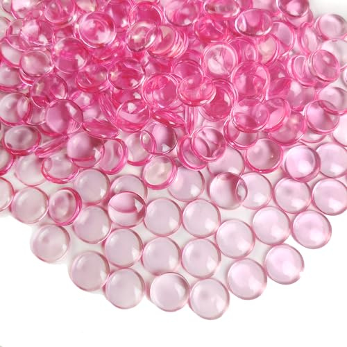 Bright Pink Easter Spring Wedding Centerpieces Party Decor 630 PCS 0.6 Inch Acrylic Flat Marbles Vase Fillers Gems Cabochons Dome Tiles,Crafts,Photo Charm,Table Scatter,Makeup Brush,Candle Holder