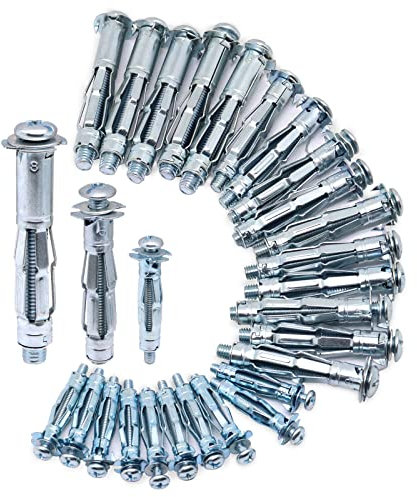 BENLIUDH Tasselli da parete cavi con viti resistenti, in acciaio al carbonio zincato, tasselli da parete per cartongesso M4 M6 M8 kit assortito (30 pezzi)
