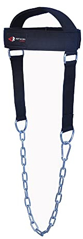 REWON Harnais réglable pour la tête de Cou, Ceinture en chaîne Acier pour Musculation du Cou, haltérophilie, Gym Head Harness Fitness Accessoires Entraînement Workout