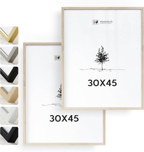 Heimlich® - Marco para fotos - 30 x 45 cm, madera de roble, paquete de 2 - Marcos pequeños para póster con cubierta de plástico - Solo para montaje en pared