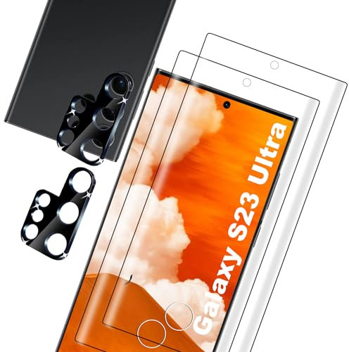 ZINFANDEL Samsung Galaxy S23 Ultra Panzer Schutz Glas, 2 Displayschutzfolie und 2 Kamera Schutzfolie, Panzerfolie Schutzglas, Screen Protector Displayschutz, Fingerabdrucksensor Kompatible