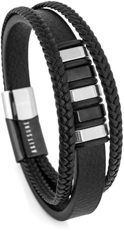 Akitsune Fabula läderarmband | armsmycken kvinnor män rostfritt stål män armband, Rostfritt stål