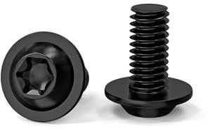 ORTAVA 20 Stück M6 x 12 Schrauben, Linsenkopfschrauben, Torx Schrauben, Schwarz Schrauben mit Flansch und Bund, Edelstahl A2 V2A Vollgewinde für Tischbeine Fahrzeugbau Holz Gerüst