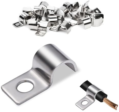 eupdd 50 Stück Kabelschellen Metall Rohrschellen: 10mm V2A Edelstahl 304 Rohrbefestigung, für Kabel Rohre Ø 10-11 mm, Einzelloch U-Rohrschellen, M10 Befestigungsschelle, Edelstahl Kabelschelle