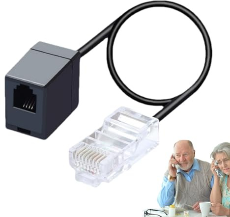 Telefon till Ethernet-adapter, RJ11 till RJ45 – 14 tums telefonkontakt till Ethernet-omvandlare | 8P4C till 6P4C telefonlinjeadapter för routrar
