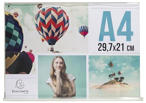 Exacompta - Ref. 84059D – 1 Sichtmappe, geneigt, horizontal, A4, Maße Prof 30 x Breite 9,5 x Höhe 21,5 cm – PMMA (Acryl) für Fotos, Werbung, Speisekarten Restaurants, Hotels – Kristall