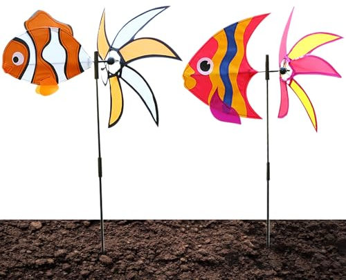 Générique Girouette Décorative Extérieure, Girouette Décorative en Forme de Poisson pour Pelouse, Décorations Résistantes aux Intempéries pour Jardin Terrasse Véranda et Extérieur