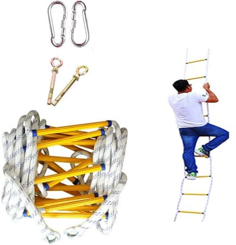 Échelle De Corde De Secours Pour Maison - Charge Maximale : 420 Kg - Hauteur : 2, 3 Ou 4 Étages - Crochets Pour Fenêtre/Balcon - Longueurs Disponibles : 3 M À 50 M !, 40 M/131,2 Pi, 50 M/164 Pi