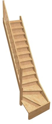 Normandie - Raumspartreppe viertelgewendelt unten links aus Holz