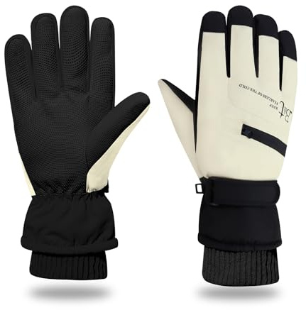 LuckyOpt Guanti invernali da uomo, impermeabili, antiscivolo, termici, guanti da sci con fodera in peluche, caldi guanti touchscreen a 5 dita, per ciclismo, corsa, arrampicata, sport all'aria aperta