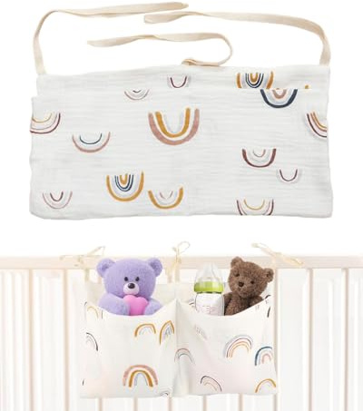 FUGLUS 1 Bolsa Colgante Multiusos – Doble Bolsillo, Gran Capacidad. Ligera y Transpirable. Ideal para Cunas y Cambiadores. ¡Organiza Juguetes, Pañales y Más. Ahorra Espacio!