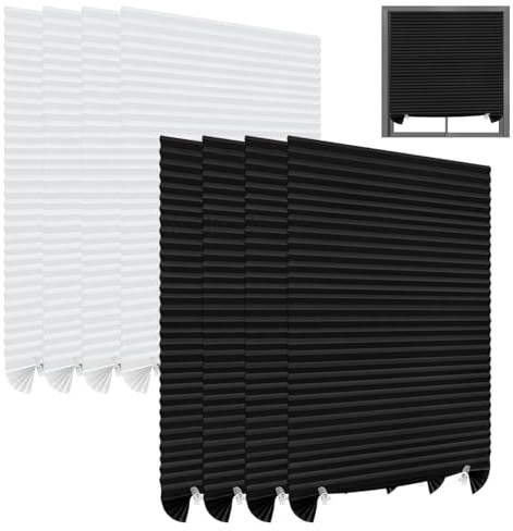 Uoxmiy 8PCS Temporary Blinds,60x150CM No Drill Blinds Stick on Curtains,Pleated Temporary Shades, Easy to Cut and Fit Self Adhesive for Windows Patio Doors Kitchen Bathroom Bedroom