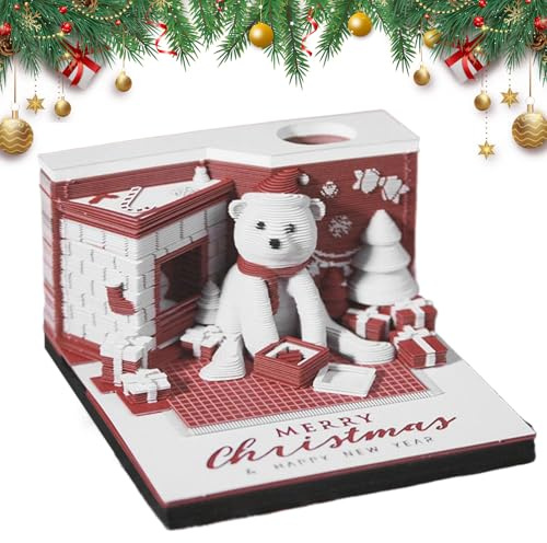 Calendario 3D 2026, calendario 3D de oso de Navidad, calendarios 2026, papel, accesorios de escritorio, bloc de notas, decoración del hogar, para profesores, estudiantes, aula, cumpleaños