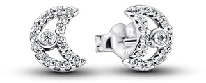 Pandora Timeless Scintillante Orecchini a lobo a forma di luna con zirconia in argento Sterling, 294257C01