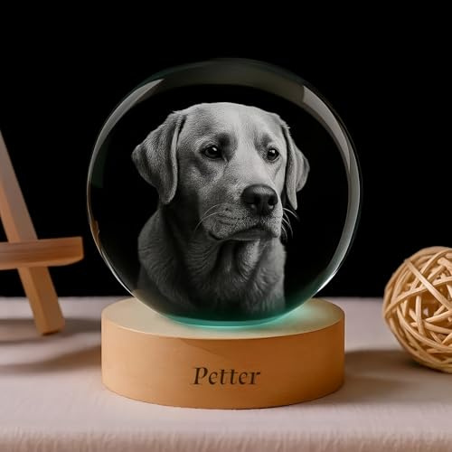 ZZTINGC Bola De Cristal Personalizada Con Base LED, Luz Nocturna De Bola De Cristal Personalizada Con Foto Grabada Y Texto Tuyo, Regalo De Recuerdo Para Bebé(6cm)