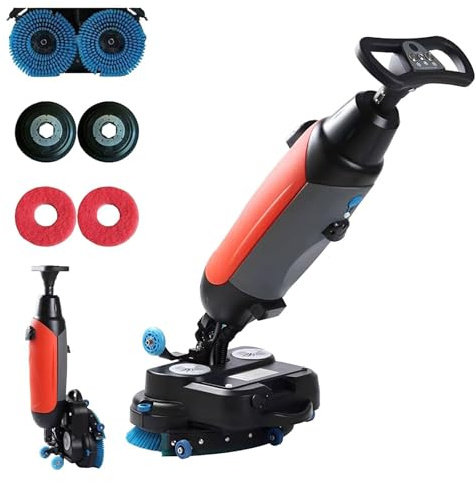 LYAYYDS Fregadora de Pisos Comercial inalámbrica, batería de 36 V, 10,5 Ah, pulidora de Pisos inalámbrica con Recorrido de 43 cm, autopropulsada para Pisos Duros y alfombras