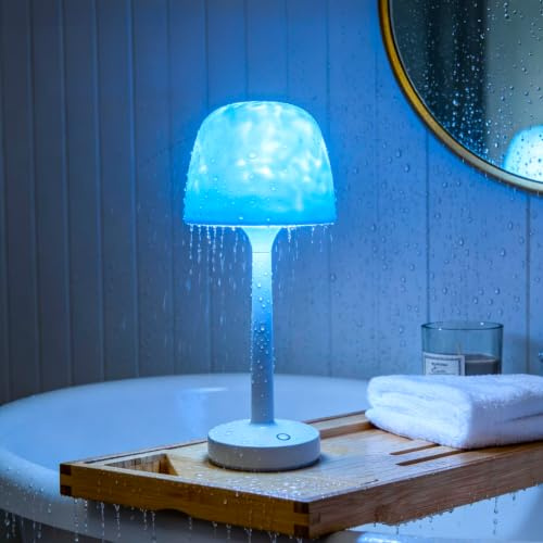 Akynite Lampada Doccia 2in1 & Proiettore Onde Oceaniche, Lampada LED Senza Fili 16 Colori RGB, Impermeabile IP44, Touch & Telecomando, Luce Atmosfera Lampada Spa Ricaricabile per Bagno