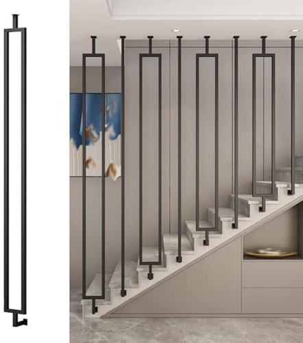 Anpassningsbara metallbalustrar för trappor, trappspindlar för hemmet och kommersiella trappor för att förhindra fall, för hallar/kontor/butiker(Style 3,120cm/47in)