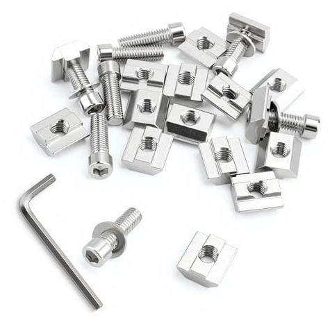 Set da 30 dadi per scanalatura a T M8, dadi scorrevoli a T M8, guida di scorrimento per dadi scorrevoli per scanalatura per estrusione di profili in alluminio serie 4040, con 30 viti M8, 30 rondelle