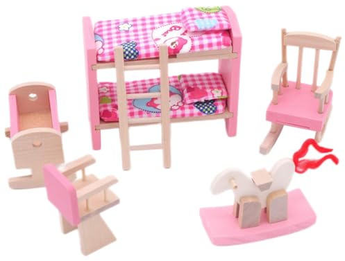 Meubles de Maison de poupée en Bois, adorables Meubles Maison poupée en Bois, Ensemble Chambre d'enfant, Jouet, Ensemble Chambre d'enfant pour Un Usage Quotidien
