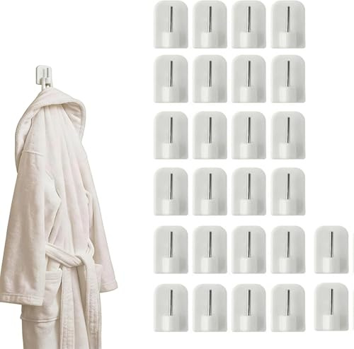 KIMHOME 30 ganci autoadesivi per tende, senza fori, ganci adesivi e ganci per asta adesivi, per tende da finestra e organizzazione domestica (bianco)