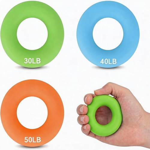 Set di 3 allenatori per dita, mano e avambraccio, in silicone, 13,6/18/22,6 kg
