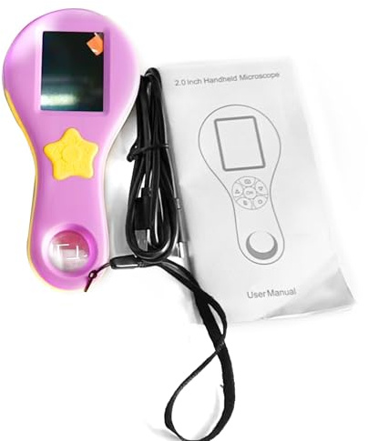 Cocoarm Kids Digital Microscope Handheld with 2 Inch Screen 500X Magnification 8 LED Lights Photo Video Portable Microscope for Kids for Classroom Outdoor Home Learning