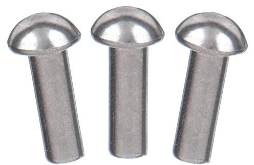 USA Fittings 3/16 Diameter X 1 Length Solid Steel Round Head Rivet, Annealed Qty 50