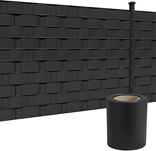 LZQ Láminas de protección visual de PVC, extragruesas y opacas, con 30 clips de fijación para valla de jardín, balcón (65 m x 19 cm, antracita)