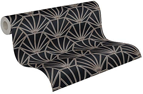 Papier Peint Géométrique Daniel Hechter 6 A.S. Création Papier peint intissé 10.05 m x 0.53 m Noir Bronze Blanc Fabriqué en Allemagne 375281 37528-1