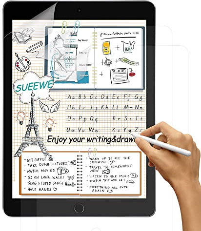 SUEEWE [3 Stück] Like Matte Paper Folie für 9,7 iPad 6./5. Generation (2018/2017), iPad Air 2/1, iPad Pro 9,7, [Blendfreiem] PET Papier Gefühl schutzfolie zum Zeichnen, Schreiben, Skizzieren