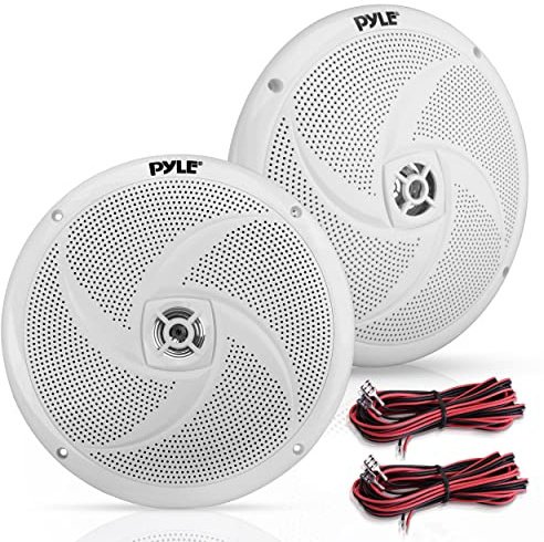 PyleUsa 8” Marine Vehicle Speakers Dual 2-Way 320W 4 Ohm Low Profile Waterproof Car Component Speaker System, 8 Oz Magnet, Voice Coil, for Custom Audio Boat, Truck, Watercraft, Mobile,Off-Road (White)