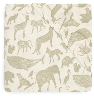 Jollein Spannbettlaken Spannbetttuch Jersey 40x90 cm Animals Olive Green | 511-501-67043