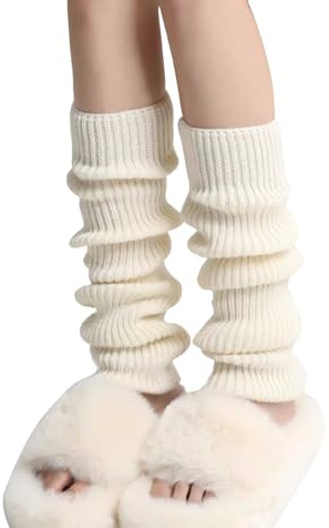 VUCDXOP Leg Warmers,Leg Warmers Ladies Girls Winter Boot Cuffs Warm Knee Warmers Knit Leg Warmers Women Ankle Leg Warmer Socks,80s 90s Crochet Legwarmers for Ballet Dance Yoga Ice Skating (55cm)