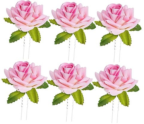 DOITOOL 6Pcs Rosa Dei Forcella Rosa Perno Di Rosa Rossa Da Sposa Perno Di Di Nozze Rosa Accessori Per Lato Dei Pettine Clip Di Di Nozze Per