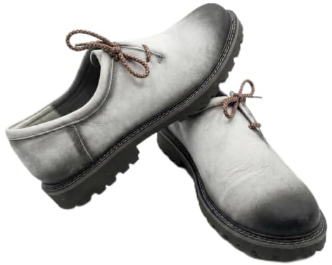 Arshman Lederhosen Men's Bavarian Authentic German Shoe for Outfit Trachten Shoes Real Leather Western Traditional Oktoberfest Shoes Gray Brown