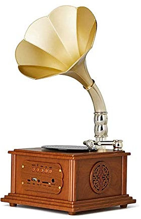 ROLTIN Tocadiscos, Caja de música Mini Vintage Retro Clásico Gramófono Forma de fonógrafo Altavoz estéreo Sistema de Sonido Música