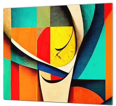 Cubre vitros de cristal templado - Tabla para cortar de cristal – Tabla para amasar y protector de vitro – UNA PIEZA (60 x 52 cm) o DOS PIEZAS (30 x 52 cm); D40 Serie de Ilustraciones Coloridas