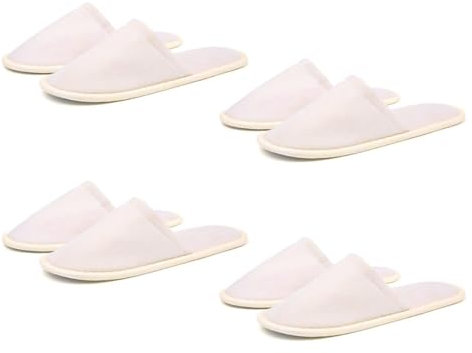 Kiuiom Spa Hotelslipper, Gästehausschuhe Set, Frottierslipper 4 Paar Pantoffeln Herren und Damen Hausschuhe Universalgröße Hausschuhe Badeslipper für Gäste Hotels Büro (Beige Vollständig Gewickelte)