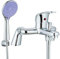 Bath Shower Mixer Tap, Bath Mixer Taps with Shower Attachment Modern Single Lever Bath Shower Mixer Tap Deck Mounted Bath Tub Taps Set with 1.5m Shower Hose