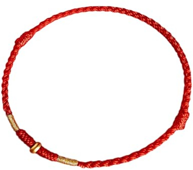 Shuade - Tobillera ajustable de cuerda roja tejida a mano para amantes de mujeres y hombres con perlas doradas