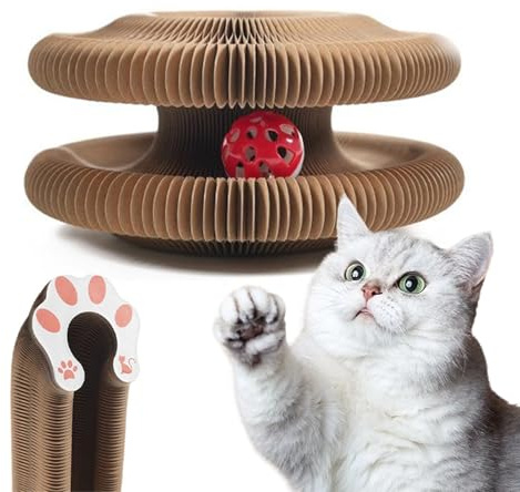 Huotflame 1 Stück Magic Organ Katzen Kratzbrett – Faltbares 3-in-1 Kratzspielzeug mit Glöckchen & Katzenhöhle – Umweltfreundliches Wellpappe Katzenbett für Katzen Indoor Unterhaltung