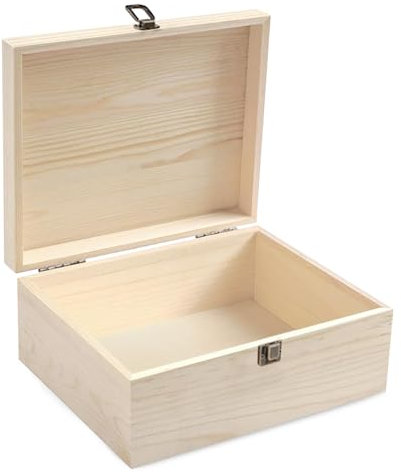 LZYDKH Scatola in Legno Naturale Rustica con Coperchio Ribaltabile, per Gioielli, Souvenir e Accessori, 23 x 23 x 10 cm