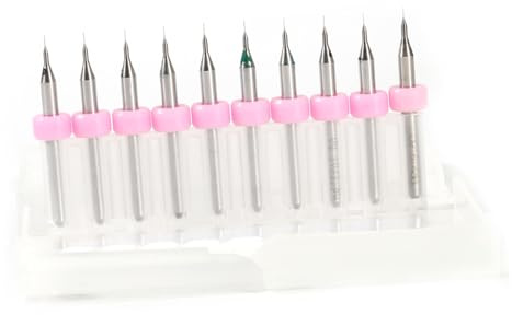 ViaGasaFamido 10 Piezas de Brocas de Micro de Carburo, Brocas de Perforación PCB, Materiales de, Mejora de la Calidad de la Pared de los Agujeros, Espacio de Descarga de Desechos Grandes, Artesanía