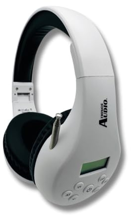 KQEC FM Radio Headphones, White & Black