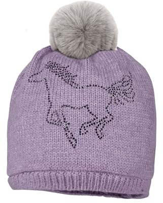 maximo MINI Girl-Mütze Pferd Strass, Kunstfellpompon, Vollfutter