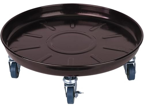 WUXTOKV Drip Tray Made of Iron, Oil Drain Container with Rollers, Painted Finish for Wear and Rust Resistance, Strong Weighing Capacity(Brown,37cm/15in)