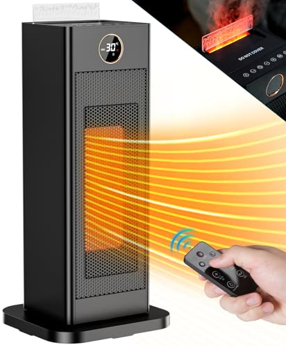 LIFERUN Heizlüfter Energiesparend Klein, Heizung Elektrisch mit Thermostat und Luftbefeuchter, 90° Oszillierend Elektroheizung, PTC Keramik Heizgerät, Leise, ECO-Modus, für Räume Schlafzimmer